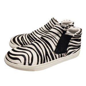 Coconuts Matisse Women's Harlan Zebra Slip-On Sneakers Size 10 Leather Calf Hair